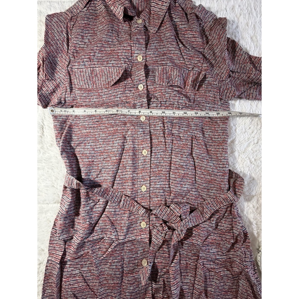 Anthropology Long Aleeve Shirt Dress Red And Blue With Belt Size Small - Picture 5 of 6